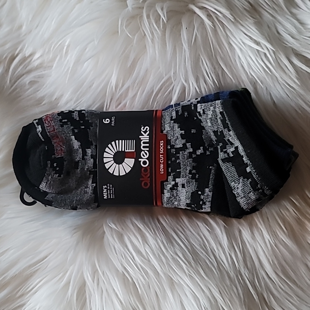 Akademiks Black Gray Blue Green Low Cut Pair of 6 Socks